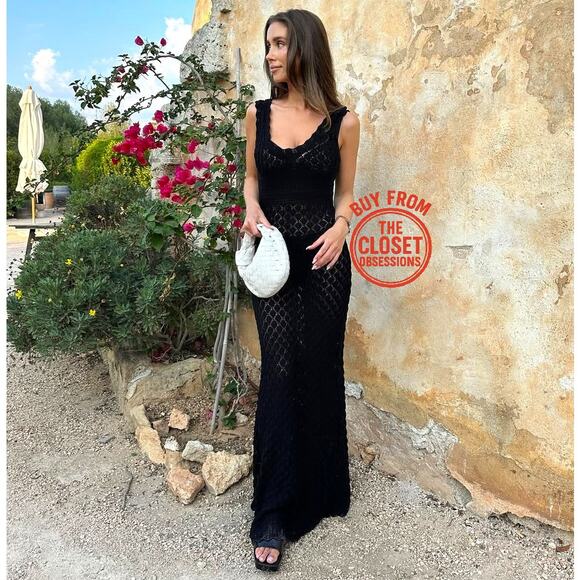 RARE!!! MANGO BLOGGER FAVE!!! Openwork Knit Maxi Dress NWT - Picture 7 of 16